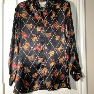 TESS Vintage women silk floral blouse